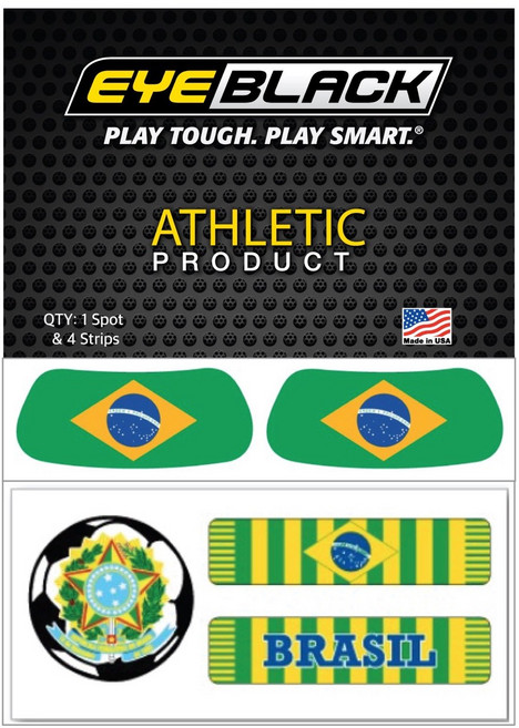EYEBLACK 국가대표 국기 아이블랙 1쌍 + 축구 스트립 세트 (총 5 pcs) 월드컵 응원템 각종 스포츠 축구 야구 MADE IN USA, 1세트, 브라질 BRAZIL