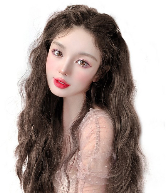 가발위드 붙임머리 웨이브 가발 히피한걸 3피스, 라이트브라운, 3개