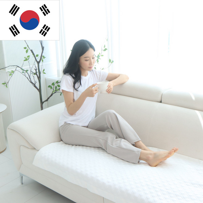 [100% 국내생산] 몽비오스 국산 아이스쉘 냉감 쿨매트 여름 침대 패드 고정밴드, 에이징 화이트