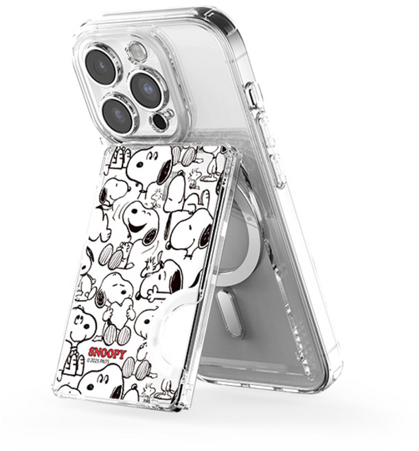 스누피 투명 마그네틱 멀티 스탠드 카드지갑 (맥세이프 호환), 1개, 피크닉_스누피 패턴