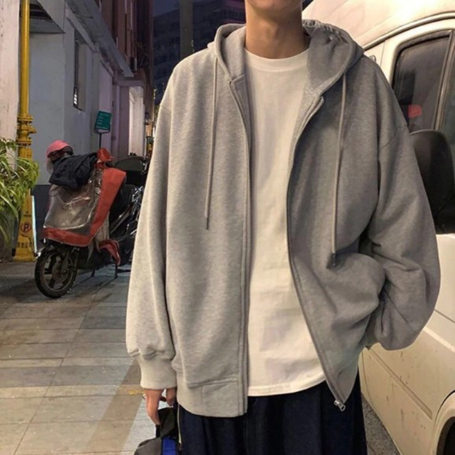 保暖 拉鏈 大尺碼 情侶款 日系素面連帽外套