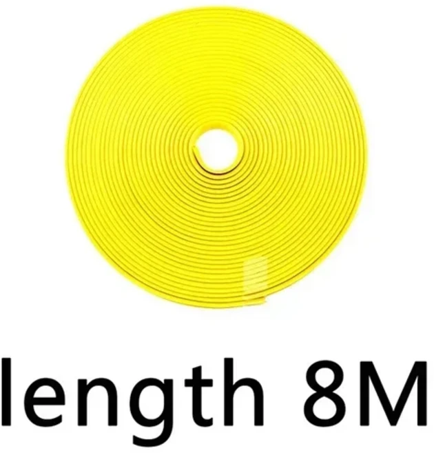 호환 8M/롤 림 블레이드 차량 휠 림 보호대 테이프 장식 스트립 타이어 가드 라인 고무 몰딩 차량 스티커, 01 8M yellow
