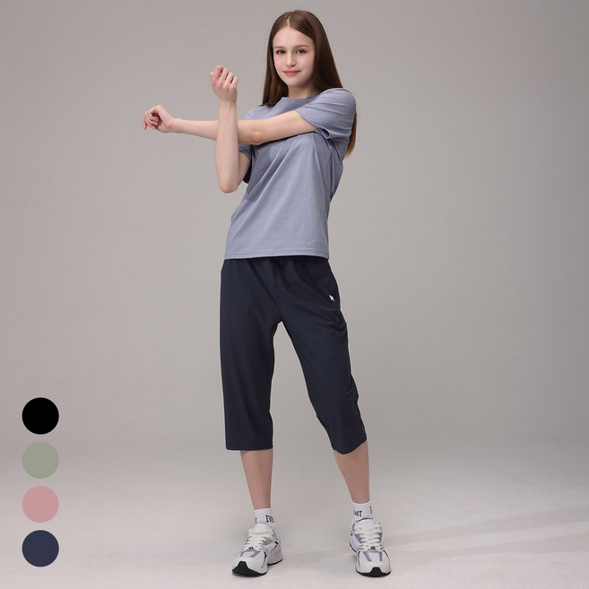 에버라스트 여성 7부 여름 바지 스트라이프 팬츠