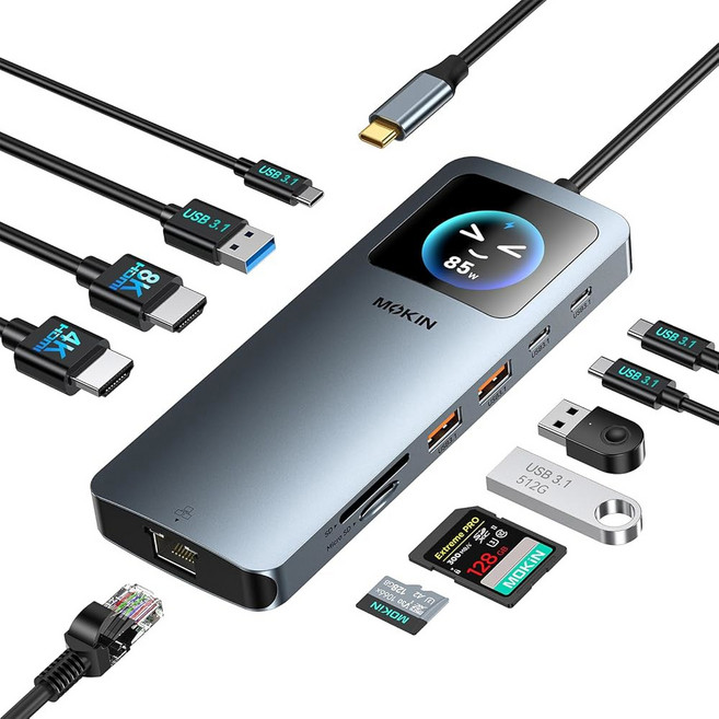 Pro Air용 도킹 스테이션 USB C 스테이션 듀얼 모니터 Pro용 HDMI 어댑터 허브 4K @60Hz 2개 3 0 SD TF 카드 리더 3개 100W PD 포트, 12-IN-1 USB C Dock