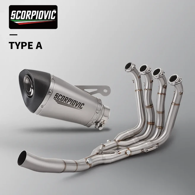 S1000RR 2010-2018 풀 시스템 배기 오토바이 프론트 파이프 모토 슬립온 카본 팁 머플러, 01 여러 조각, 06 TYPE-A