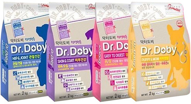 닥터도비 스킨앤코트 2kg 2개 (4kg) 강아지 사료 애견 반려동물 먹이 피부 관절 장건강, 장 건강/유산균