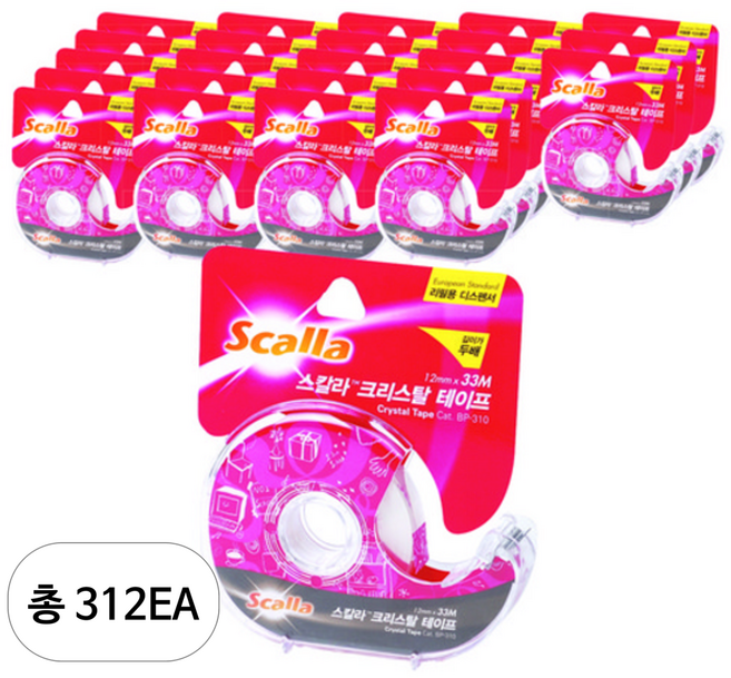 스칼라 크리스탈 테이프 양면 디스펜서 12mm x 33m, C1233DD, 312개