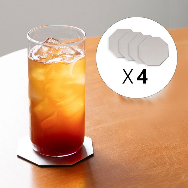 라인하임 스텐 티코스터 컵받침 4개, 1세트, 팔각형