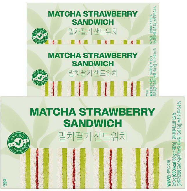 그로서리서울 시즌 한정 대만식 샌드위치 말차딸기맛(박스 당 4ea) 봄 한정 든든한 식사대용, 3박스, 240g