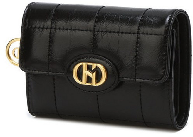 헤지스 H20크링클 퀼팅 소가죽 3단 반지갑