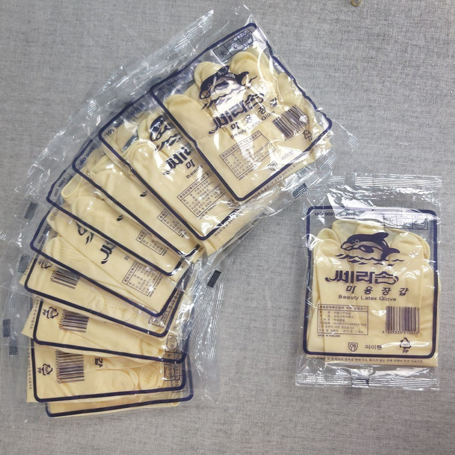 오메가키친 쎄라손 미용장갑 염색 고무장갑 10P 천연라텍스, 세라손 미용장갑(L) 10개 미색 (613021