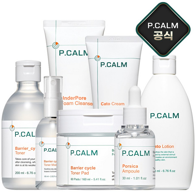 [본사정품] 피캄 바테카폼클렌징150ml + 베리어사이클토너200ml + 토너패드160ml + 포시카앰플30ml + 카토로션200ml + 카토크림80ml + 토너미스트60ml, 1세트
