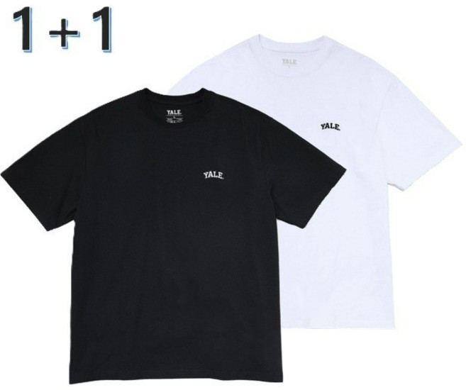 [1+1] 예일 블랙&화이트 쿨 코튼 반팔 티셔츠