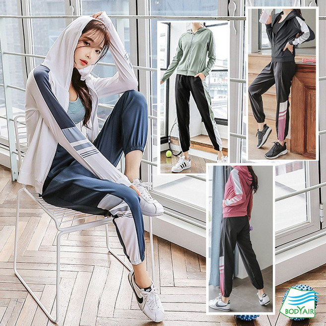 BODYAIR 撞色顯瘦外套哈倫褲套組(瑜珈.運動.慢跑.透氣.舞蹈)