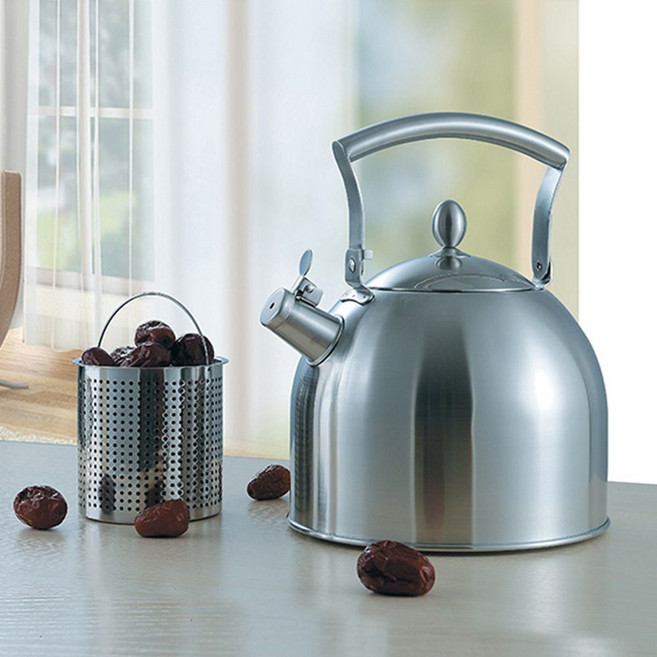 물주전자 스텐 주전자 휘슬 직화 테이블팟 가정용 업소용 대용량 6L, 에지리, 스텐 휘슬 케틀 6L