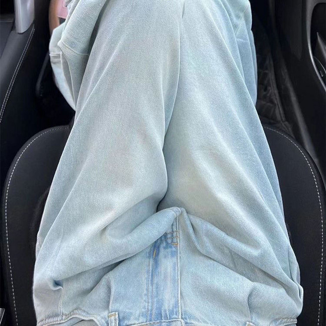 淺色牛仔褲 闊腿 高腰 顯瘦 直筒褲子 男女 春秋季