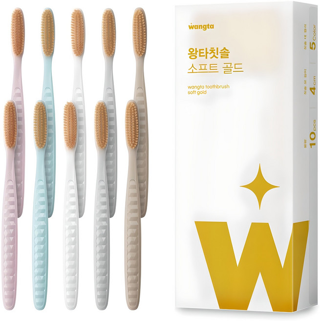 왕타 소프트골드 칫솔, 10개입, 1개