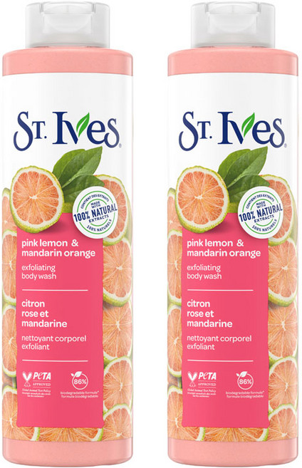 St. Ives 세인트입스 세인트이브스 바디워시 핑크 레몬 앤 만다린 오렌지, 2개, 650ml
