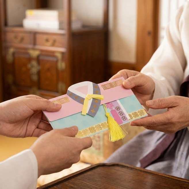 한국 전통 한복 용돈 봉투 축하 세뱃돈 상품권 답례 명절 돈봉투 예단 부모님 생일 설 추석, 여자한복색상랜덤