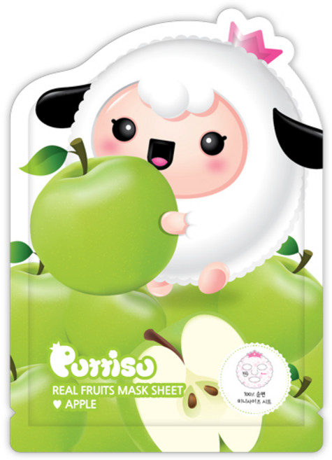 뿌띠슈 리얼 프루츠 마스크시트 #사과_5매입, 18ml, 1세트