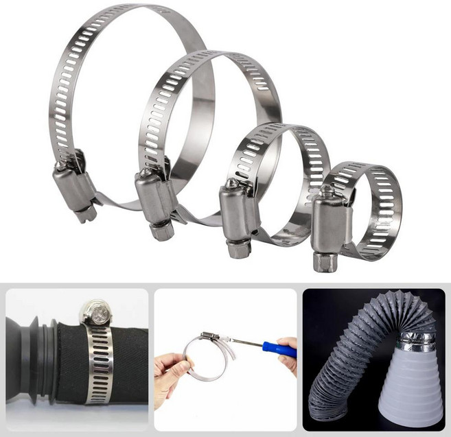 1PC 13 311MM 기어 조정 스틸 호스 패스너 파이프 클램프 클립 트라이 튜브 드라이브 워터 스프링 가능한 고정 스테인레스, Diameter 213-235mm, 1개