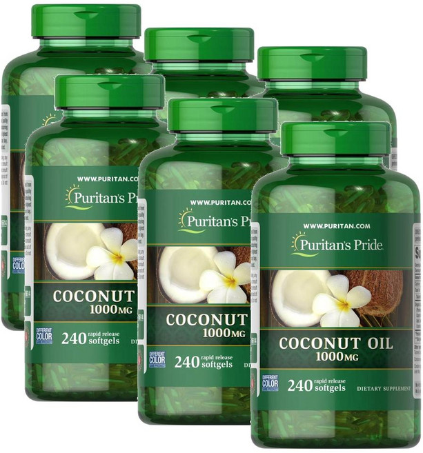 퓨리탄스프라이드 코코넛오일 1000mg 소프트젤 Puritans Pride Coconut Oil, 6개, 240정