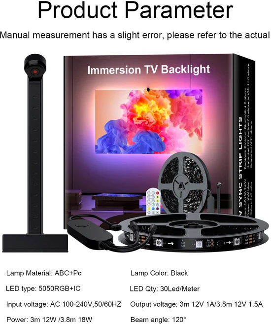 스마트 주변 조명 TV PC Led 백라이트 앱 카메라 동기화 USB 스트립 제어 게임 몰입형 LED, 02 발광 Color2, 02 US Plug