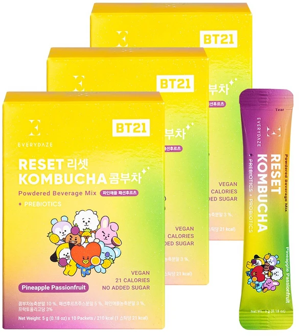 에브리데이즈 리셋 콤부차 파인애플패션후르츠, 5g, 30개 - 쿠팡