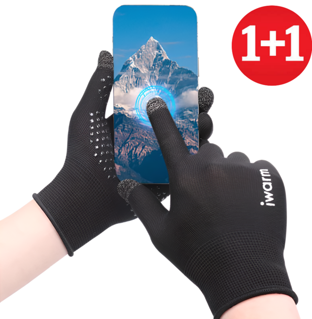 꿈보 초전도 스마트 터치 장갑 1+1, 블랙, 1개