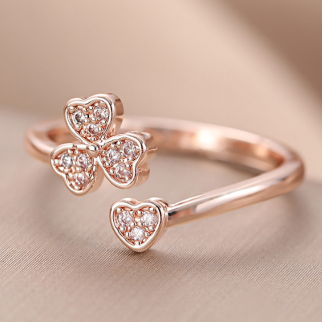 JONNEIC 조네익 네잎클로버 행운 실버 반지 도금 반지