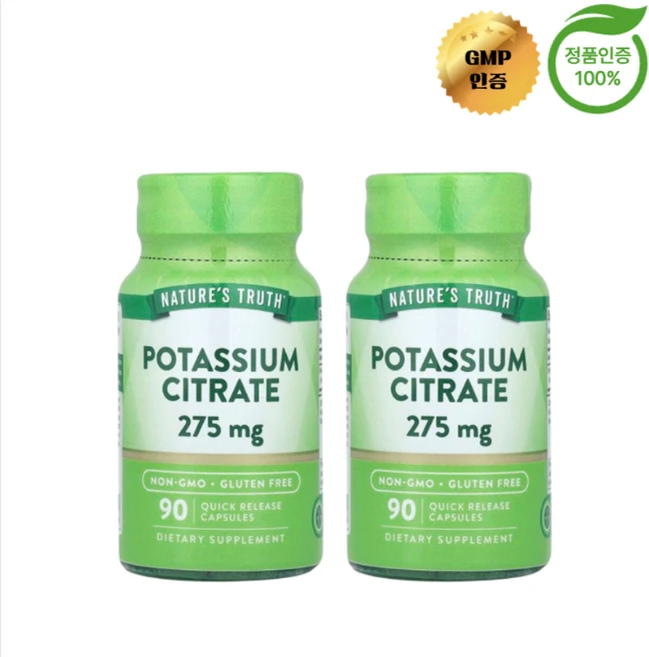 1+1 네이처스 트루스 구연산칼륨 275mg 캡슐 90정, 2개 - 쿠팡