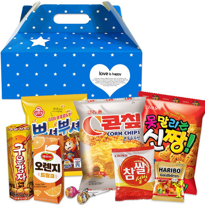 행복장바구니 과자세트 파란별손잡이세트A 8종 X 10개, 과자 8종, 10세트