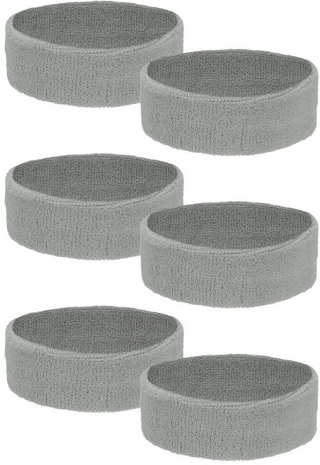 YELARXI 땀 흡수 헤드 밴드 수분 흡수 스웨트밴드 스포츠 헤드밴드 남성 및 여성용 6피스 및 면 및 그레이 - (러닝 풋볼 농구공)