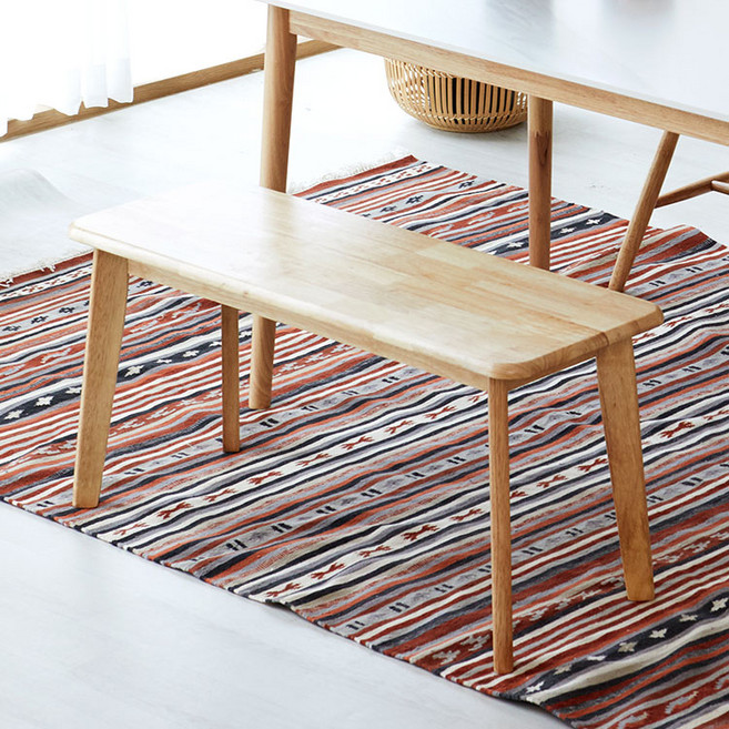 [리비니아] 캔버 고무나무 원목 2인 벤치/식탁의자/벤치의자, 내츄럴