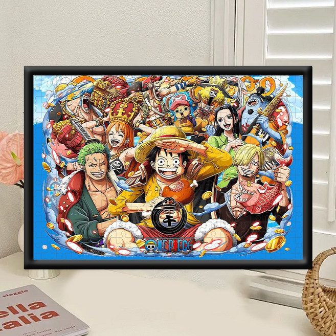 원피스직소퍼즐 1000피스 액자포함 원목 프레임 조각 나무 애니 굿즈, No.06(1000피스)