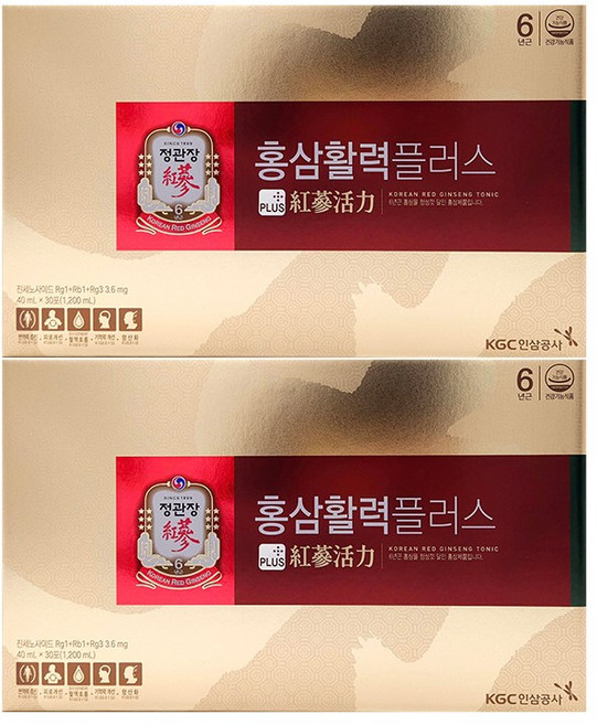 정관장 홍삼 활력 플러스 40ml 30포, 1.2L, 2박스
