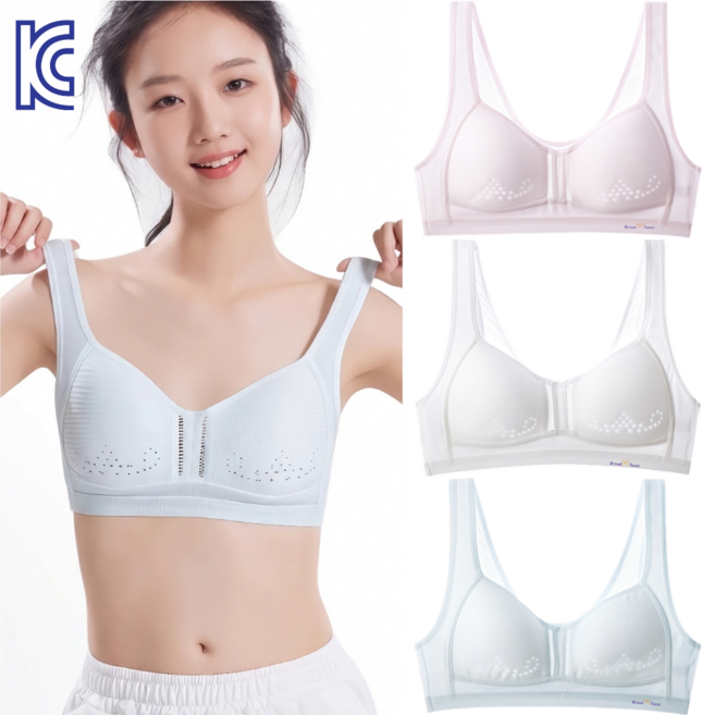 코코몽드 KC인증 통기성 좋은 메쉬 주니어 여학생 성장기 노와이어 2단계 3단계 브라 3종세트 #831