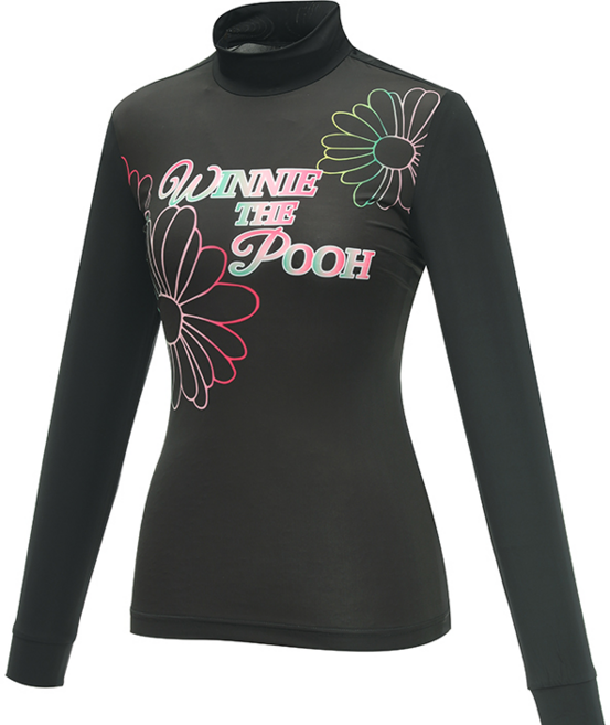 디즈니골프 여름 여성 편안한 플라워 그래픽 냉감 이너 긴팔 하이넥 하프넥 티셔츠 (2 colors)