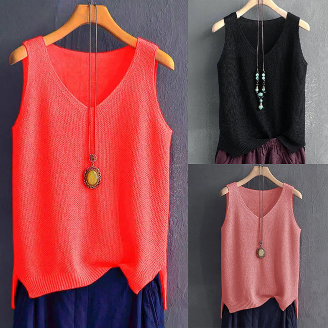 100kg까지 빅사이즈 1+1+1 3장입 여름 날씬해보이는 니트 냉장고 스판 나시 티 끈 티셔츠 브이넥 무지 루즈핏 민소매 시원한 냉장고 이너 데일리 편한 상의