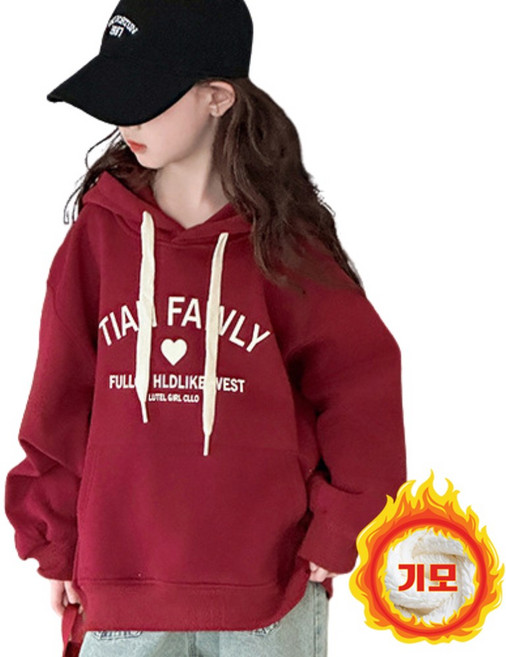 삐삐네옷가게 여아용 키즈 캐주얼 겨울 기모 따뜻한 후드티셔츠