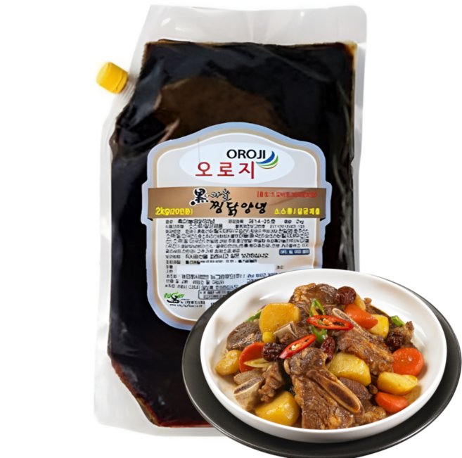 오로지 흑마늘 찜닭 양념 소스 2kg 소 갈비 찜 돼지, 1개, 2L