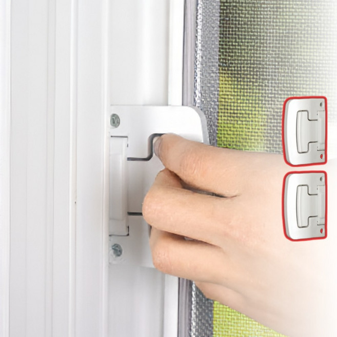 주니르 열리지 않는 방충망 잠금장치 베란다 아파트 안전, 화이트, 2개