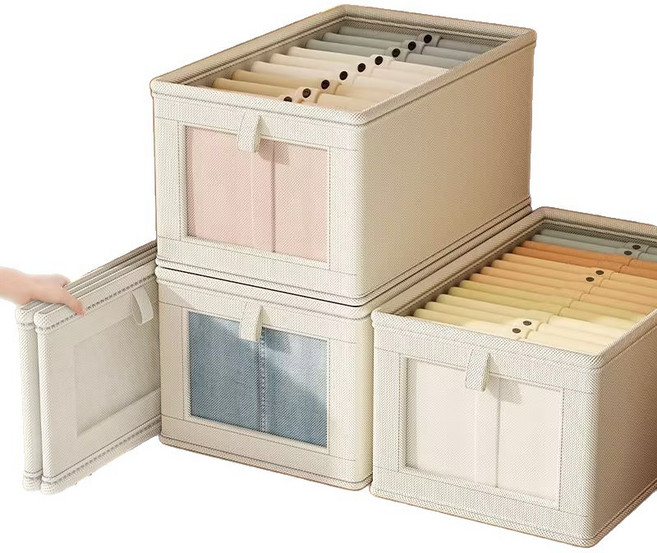 딱템 옷정리 투명커버 대용량 접이식 다용도 수납 정리함 리빙박스 3개