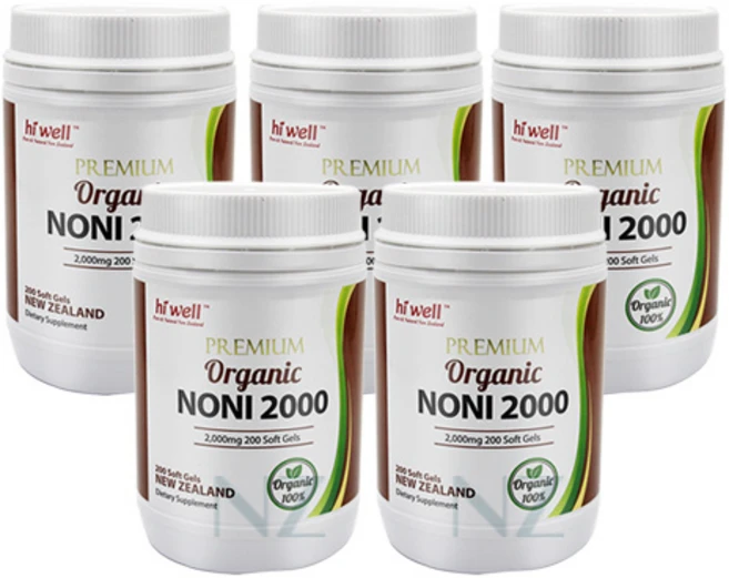하이웰 프리미엄 유기농 노니 2000 200소프트젤, 200정, 5개 - 쿠팡