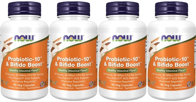 나우푸드 프로바이오틱 10 비피도 부스트 250억 CFU 유산균 베지캡슐, 4개, 90정 - 쿠팡