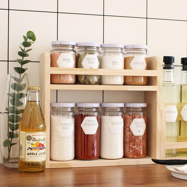 어바웃트리 감성라벨 2단 양념통세트 (금속화이트), 1세트, E8 (트라이탄200+300) 금속화이트