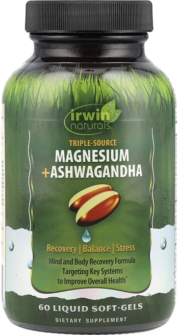 Irwin Naturals 마그네슘의 삼중 공급원 + 아슈와간다 액상 소프트젤 60정, IrwinNaturals마그네슘의삼중공급원아슈와간다액상, 1개 - 쿠팡
