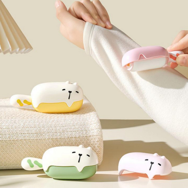 무아몽 고양이 휴대용 돌돌이 씻어쓰는 먼지제거 클리너 반영구 미니 돌돌이, 2개