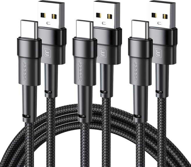 Toocki 마카롱 C타입 3A 고속충전 케이블, 3m, 블랙, 3개