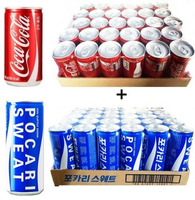 코카콜라 190mlx(30캔) + 포카리스웨트 240mlx(30캔), 1세트, 190ml